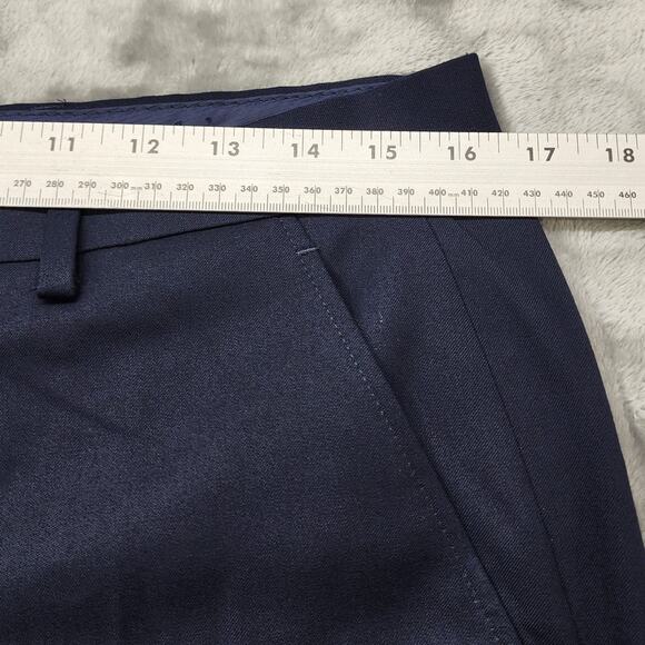 Alfani Pants Mens 32W 34L Blue Slim Fit Stretch Solid Suit Flat Front Straight - Picture 7 of 11